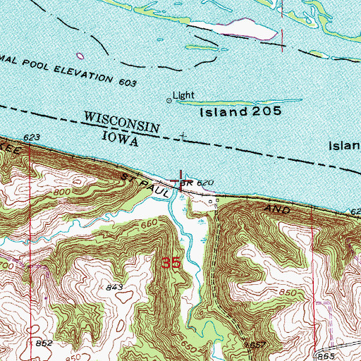 Topographic Map of Basswood Creek, IA