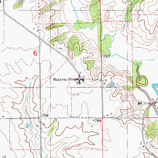 Topographic Map of Batavia Peoples Church, IA