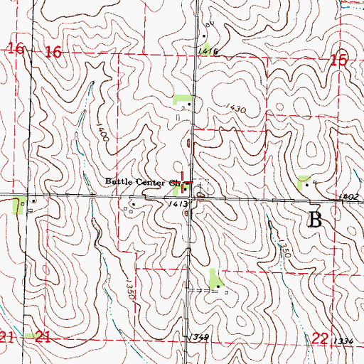 Topographic Map of Battle Center Church, IA