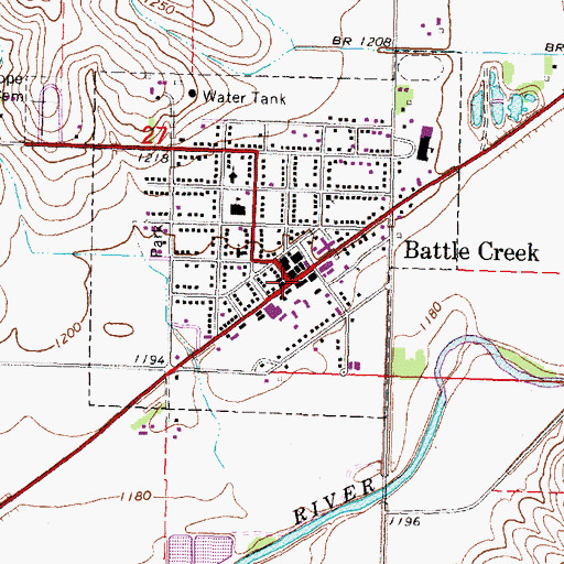 Topographic Map of Battle Creek, IA
