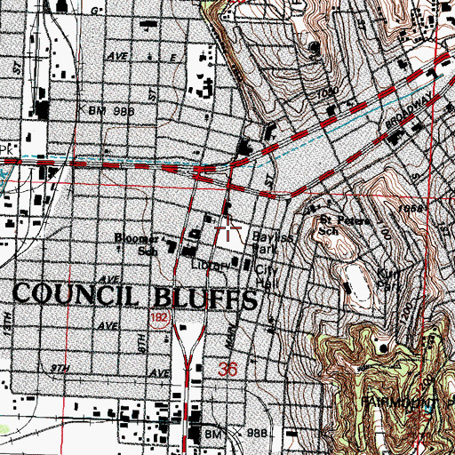 Topographic Map of Bayliss Park, IA