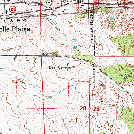 Topographic Map of Beal Cemetery, IA