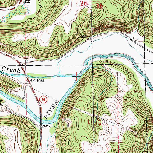 Topographic Map of Bear Creek, IA