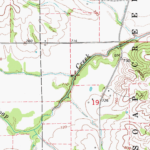 Topographic Map of Bear Creek, IA