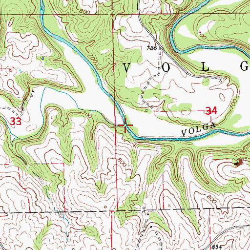 Topographic Map of Bear Creek, IA