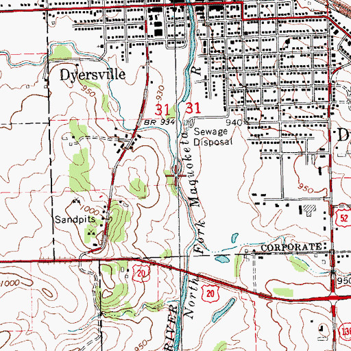 Topographic Map of Bear Creek, IA