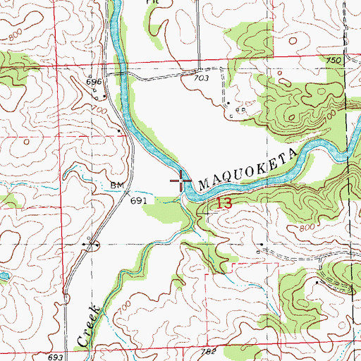 Topographic Map of Bear Creek, IA