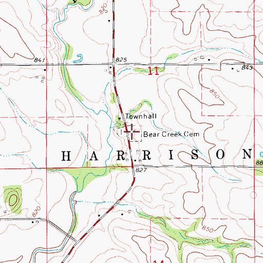 Topographic Map of Bear Creek Cemetery, IA