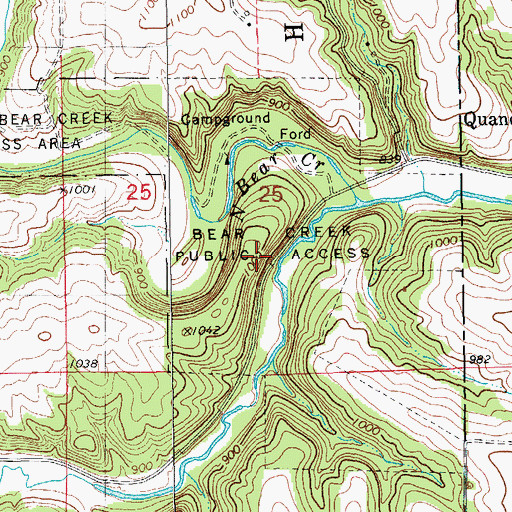 Topographic Map of Bear Creek Public Access, IA