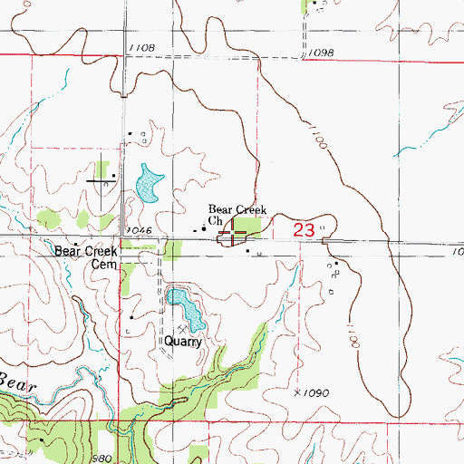 Topographic Map of Bear Creek School, IA