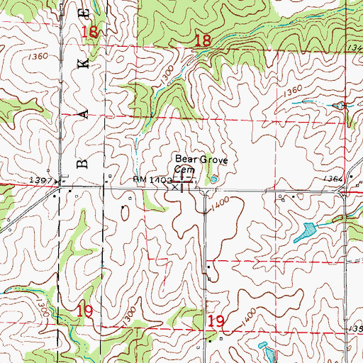 Topographic Map of Bear Grove Cemetery, IA