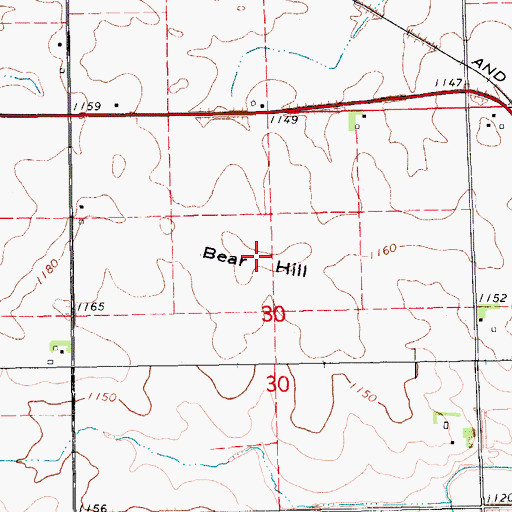 Topographic Map of Bear Hill, IA