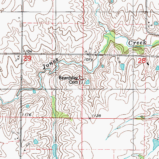 Topographic Map of Beardsley Cemetery, IA