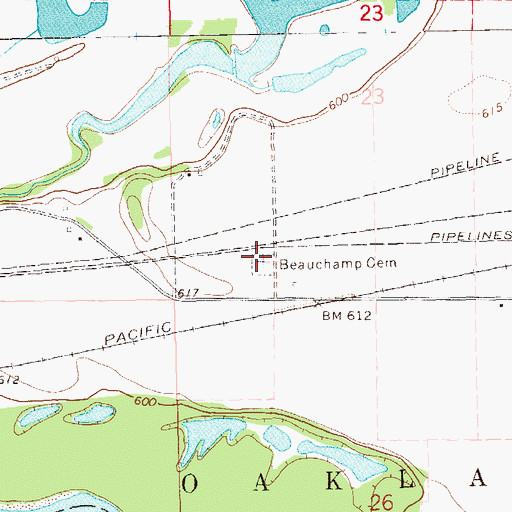 Topographic Map of Beauchamp Cemetery, IA