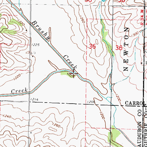 Topographic Map of Beaver Creek, IA