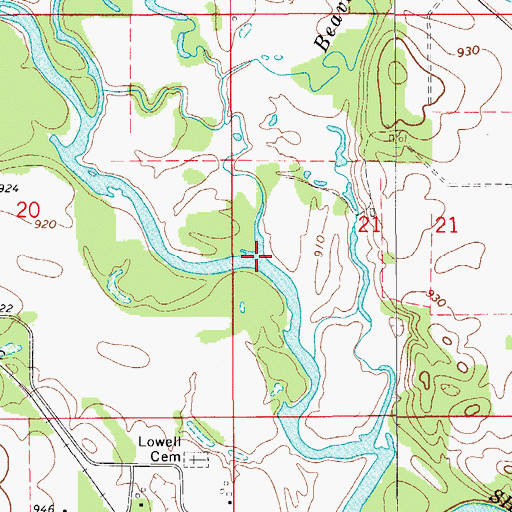 Topographic Map of Beaver Creek, IA