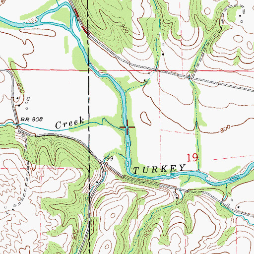Topographic Map of Beaver Creek, IA