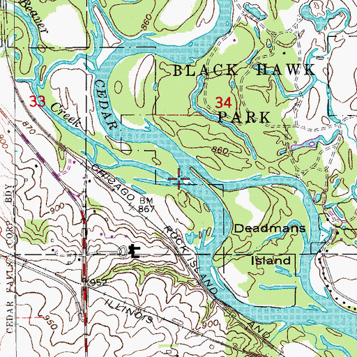 Topographic Map of Beaver Creek, IA