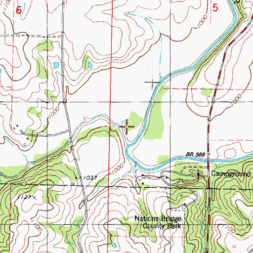 Topographic Map of Beaver Creek, IA