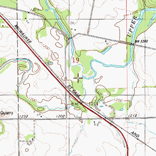 Topographic Map of Beaver Creek, IA