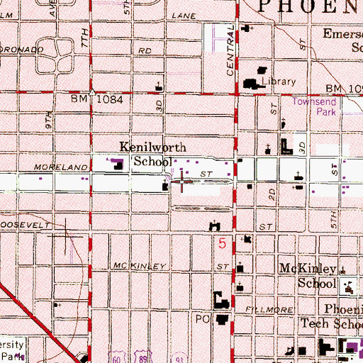 Topographic Map of KPNX-TV Studios Heliport, AZ