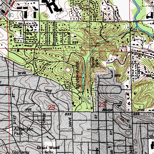 Topographic Map of Beaver Park, IA