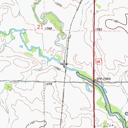 Topographic Map of Beaverdam Creek, IA