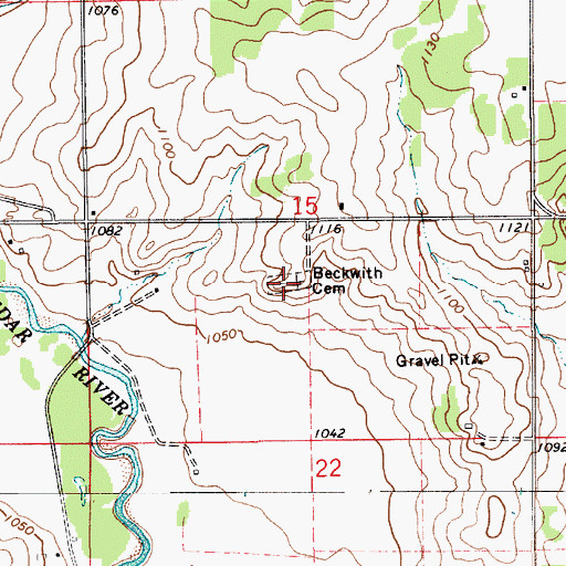 Topographic Map of Beckwith Cemetery, IA