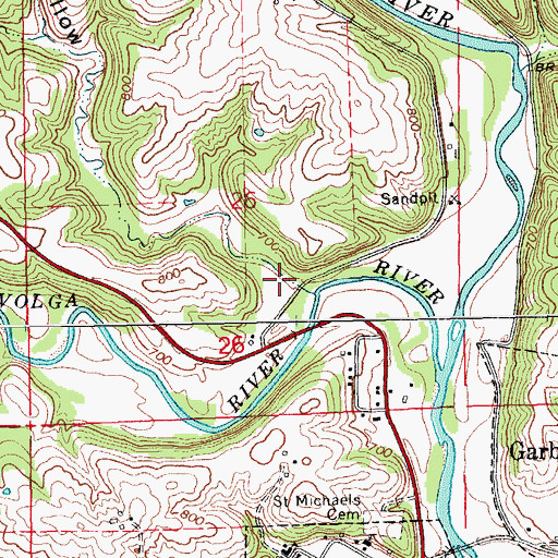 Topographic Map of Beddows Hollow, IA