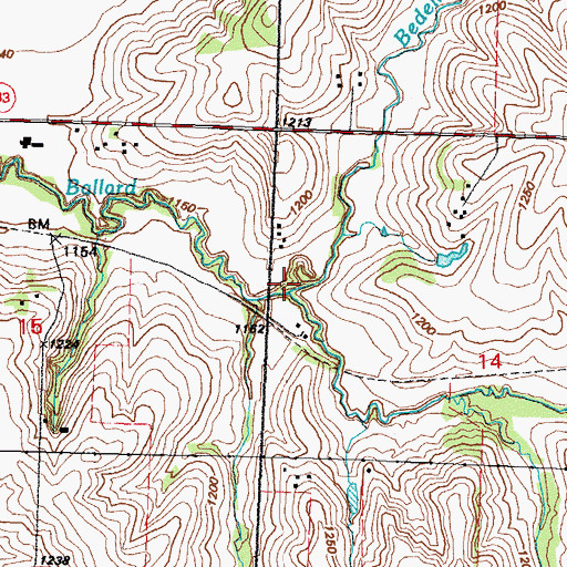 Topographic Map of Bedell Creek, IA