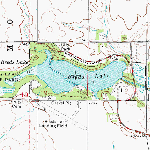 Topographic Map of Beeds Lake, IA