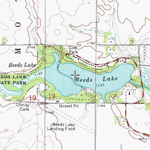 Topographic Map of Beeds Lake State Park, IA