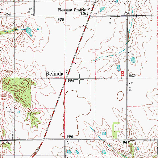 Topographic Map of Belinda, IA