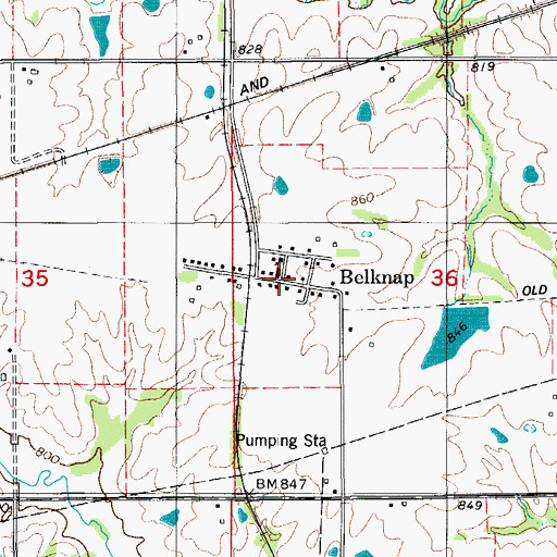 Topographic Map of Belknap, IA