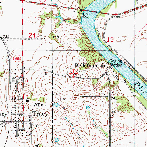 Topographic Map of Belle Fountain Cemetery, IA