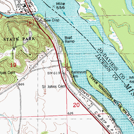 Topographic Map of Bellevue Presbyterian Cemetery, IA