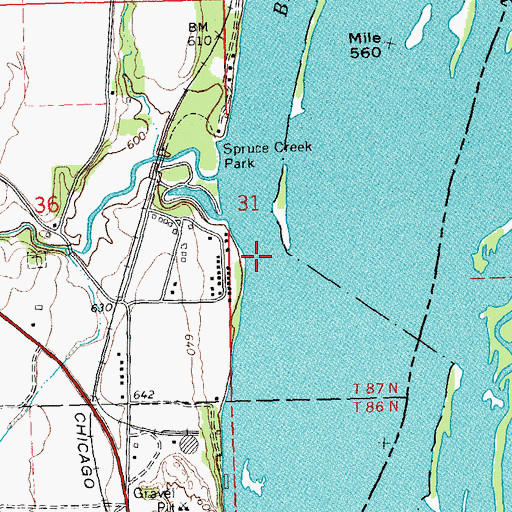 Topographic Map of Bellevue Slough, IA