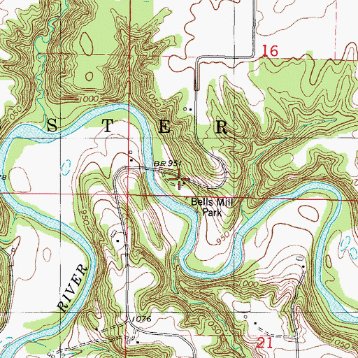 Topographic Map of Bells Mill Park, IA