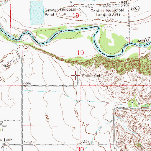 Topographic Map of Beloit Cemetery, IA
