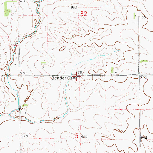 Topographic Map of Bender Cemetery, IA