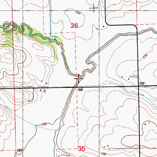 Topographic Map of Bennett Creek, IA