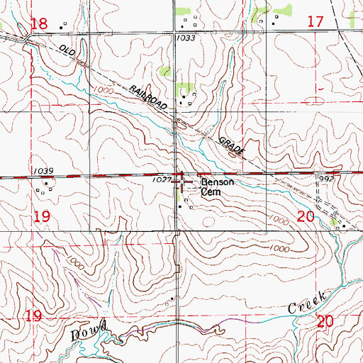 Topographic Map of Benson Cemetery, IA
