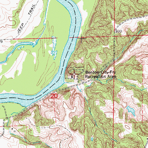 Topographic Map of Benton City Fry Recreation Area, IA
