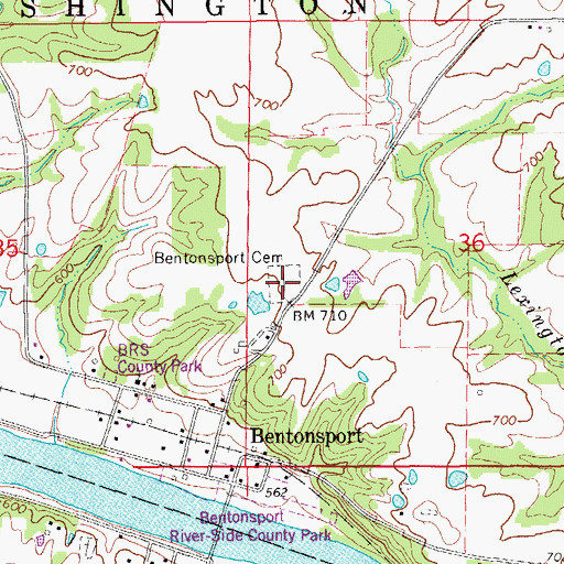 Topographic Map of Bentonsport Cemetery, IA