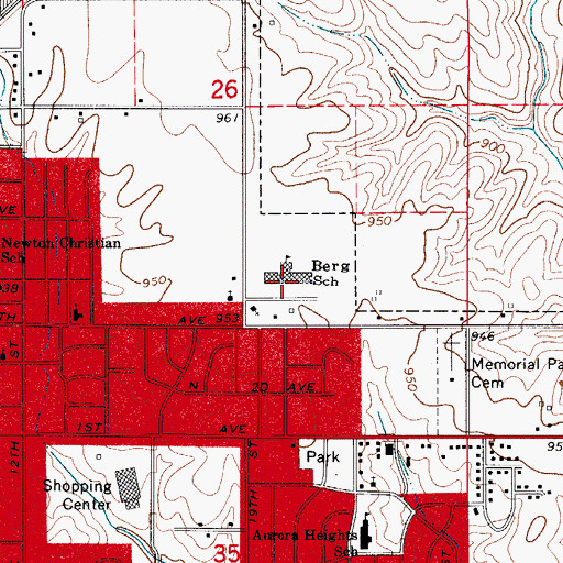 Topographic Map of Berg Elementary School, IA