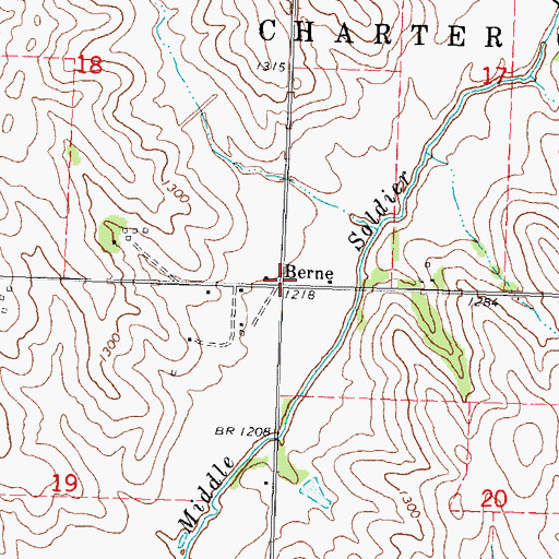 Topographic Map of Berne, IA