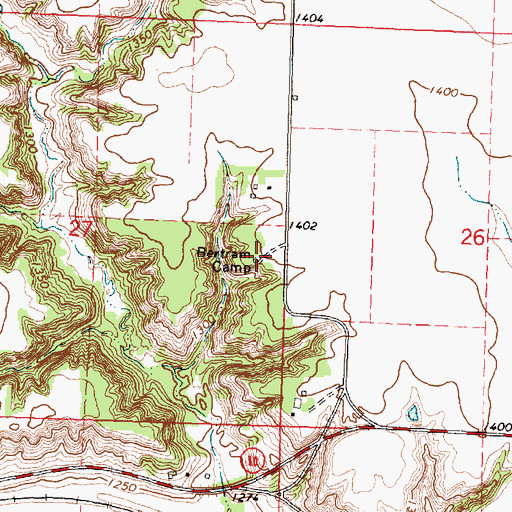 Topographic Map of Bertran Camp, IA