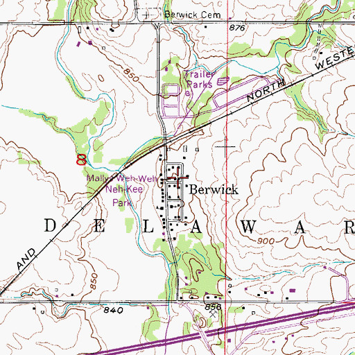 Topographic Map of Berwick, IA