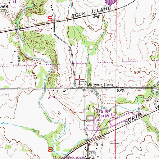 Topographic Map of Berwick Cemetery, IA