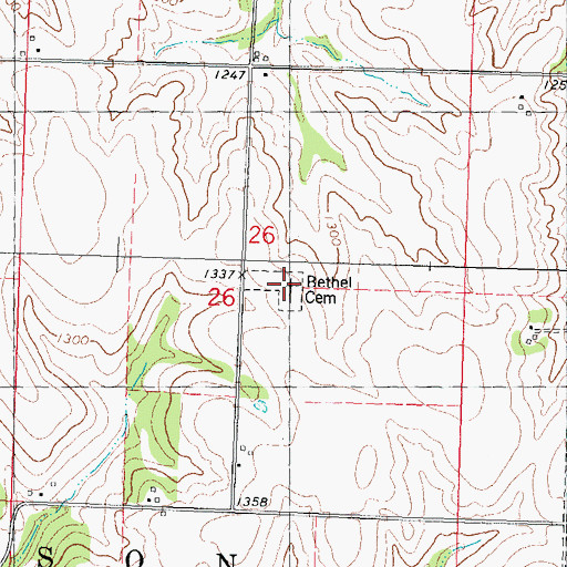 Topographic Map of Bethel Cemetery, IA